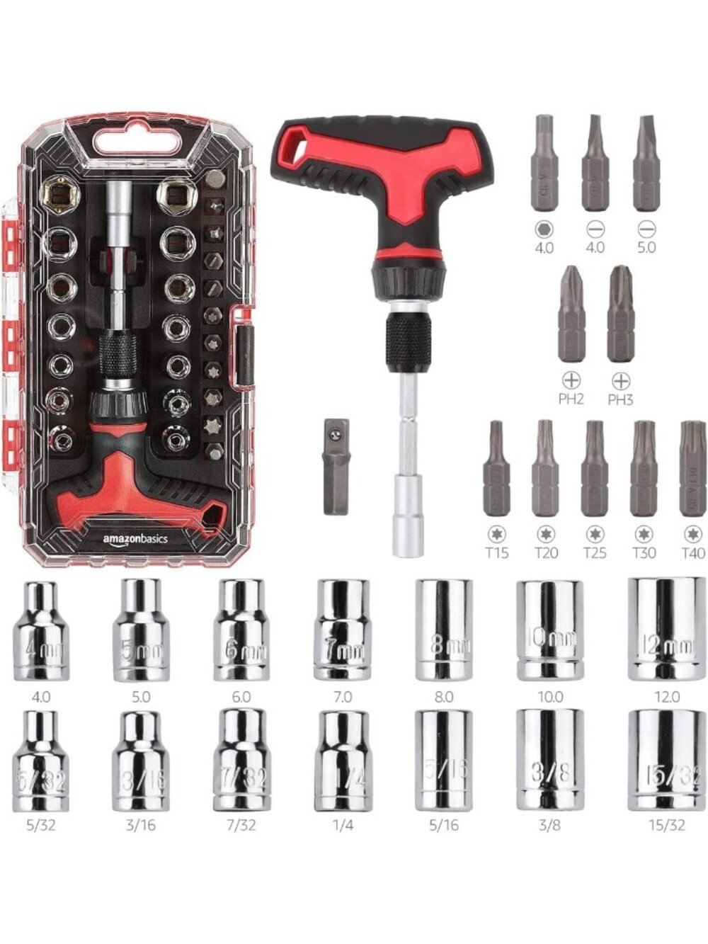 27-Piece Ratchet Screwdriver & Socket Set - T-Handle, Magnetic Holder, DIY Tools